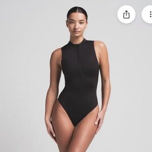Skims Black Zip Up One Piece Swim XL